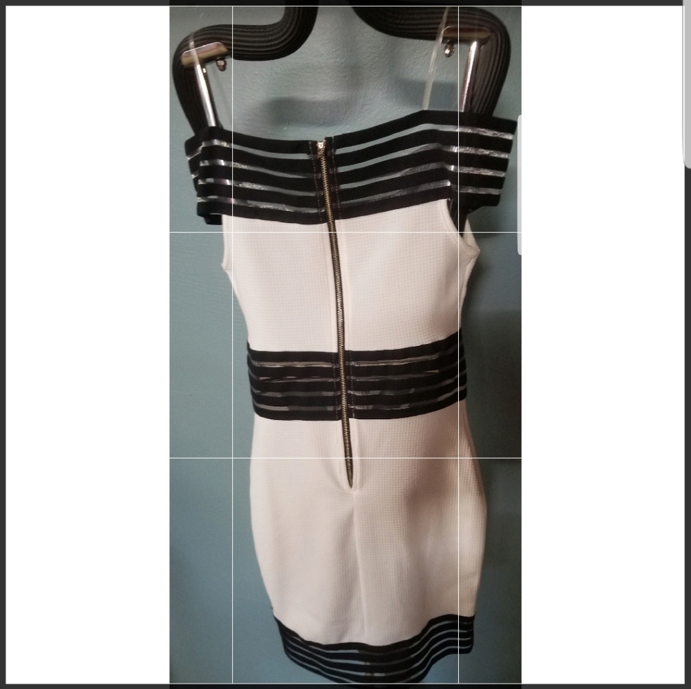 WHITE & BLACK STRAPLESS SPRING DRESS - Picture 2 of 2